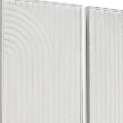 Set of Two White Metal Abstract Hanging Dimensional Sculptures HomeRoots