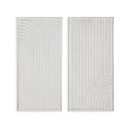 Set of Two White Metal Abstract Hanging Dimensional Sculptures HomeRoots