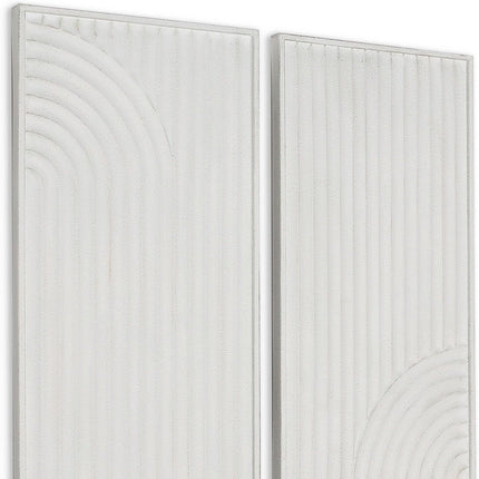 Set of Two White Metal Abstract Hanging Dimensional Sculptures HomeRoots