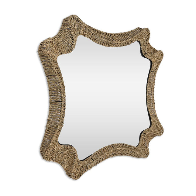 38" Brown Abstract Floating Rope Framed Accent Mirror