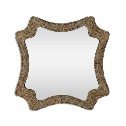 38" Brown Abstract Floating Rope Framed Accent Mirror