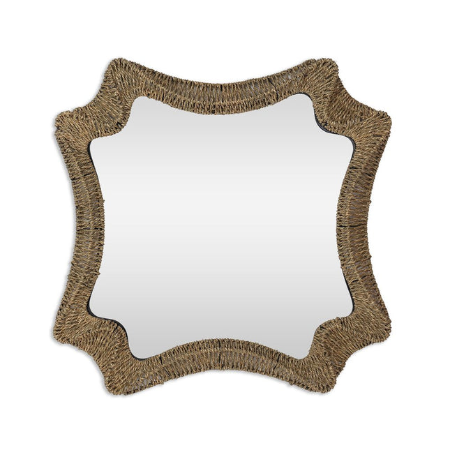 38" Brown Abstract Floating Rope Framed Accent Mirror