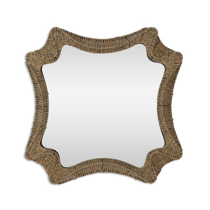 38" Brown Abstract Floating Rope Framed Accent Mirror HomeRoots