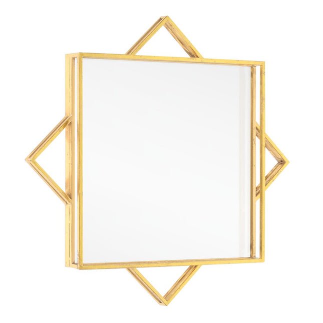 24" Gold Metal Geo Square Accent Mirror HomeRoots