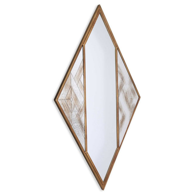 38" Brass And Silver Mixed Metal Diamond Accent Mirror HomeRoots