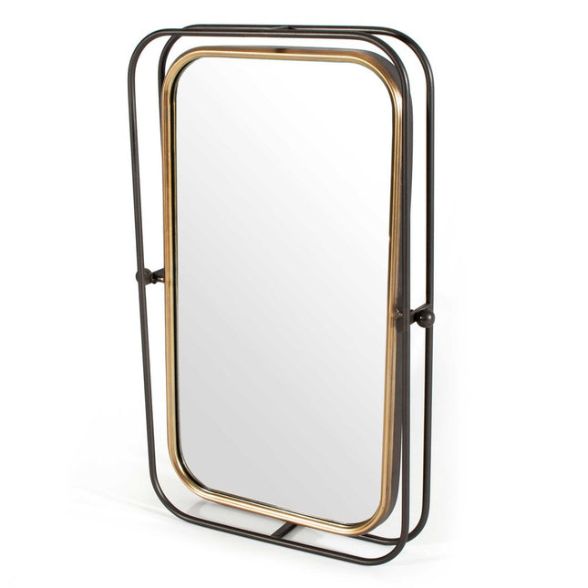 28" Black And Gold Metal Tilting Accent Mirror