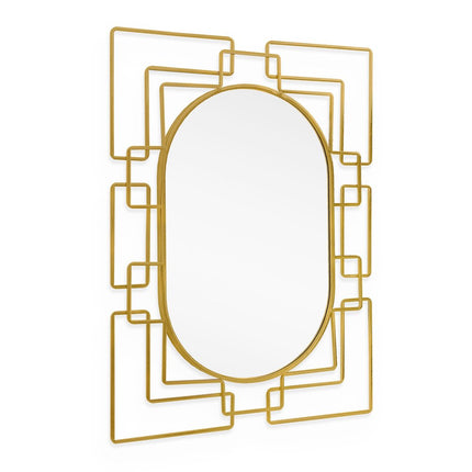 36" Gold Metal Geometric Oval Accent Mirror HomeRoots