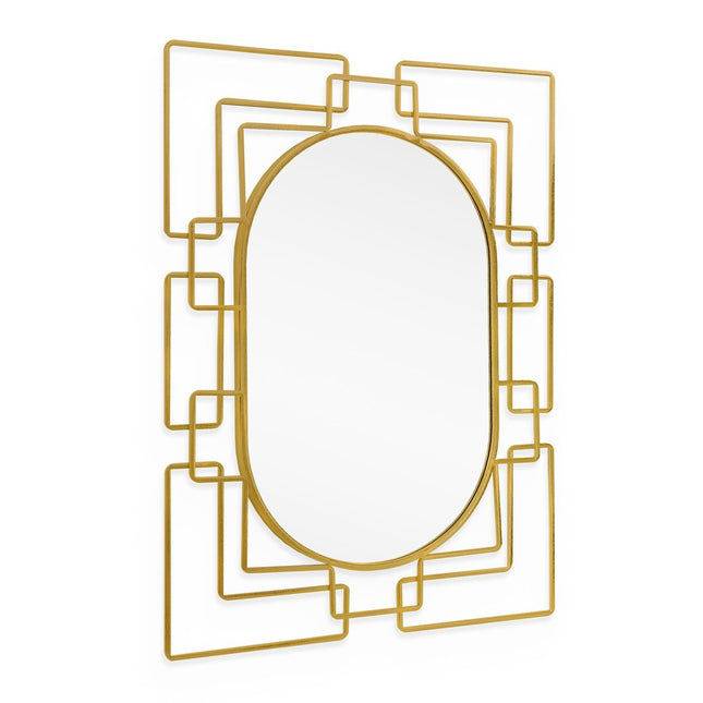 36" Gold Metal Geometric Oval Accent Mirror