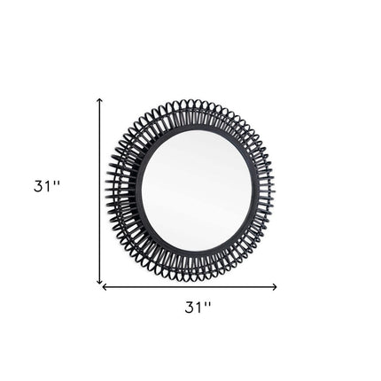 31" Black Bamboo Pierced Round Accent Mirror HomeRoots