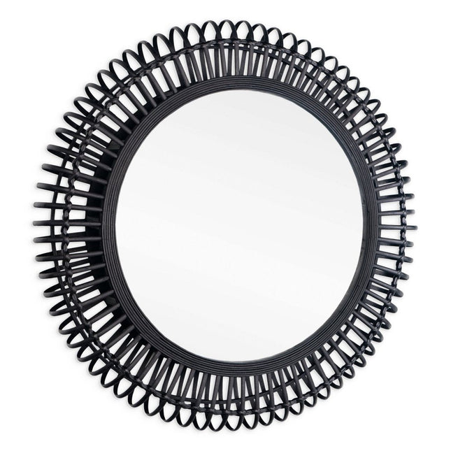 31" Black Bamboo Pierced Round Accent Mirror HomeRoots