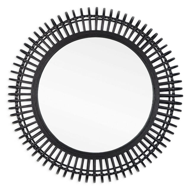 31" Black Bamboo Pierced Round Accent Mirror HomeRoots
