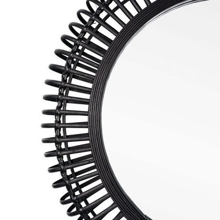 31" Black Bamboo Pierced Round Accent Mirror HomeRoots