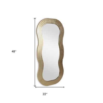 48" Gold Wood Abstract Accent Mirror