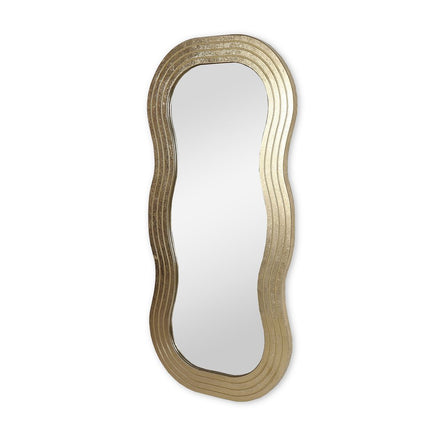 48" Gold Wood Abstract Accent Mirror