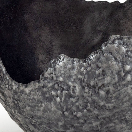 Set of Two Gray And Silver Aluminum Decorative Bowls HomeRoots