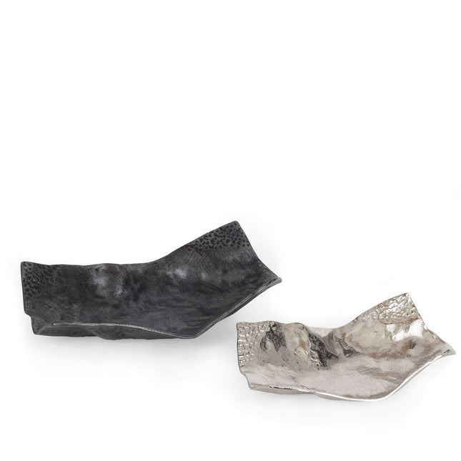 Set of Two Black And Silver Aluminum Abstract Vanity Trays HomeRoots