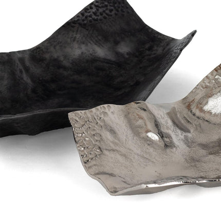 Set of Two Black And Silver Aluminum Abstract Vanity Trays HomeRoots