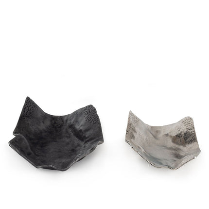 Set of Two Black And Silver Aluminum Abstract Vanity Trays HomeRoots