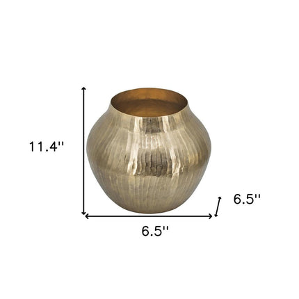 11" Gold Aluminum Round Table Vase HomeRoots