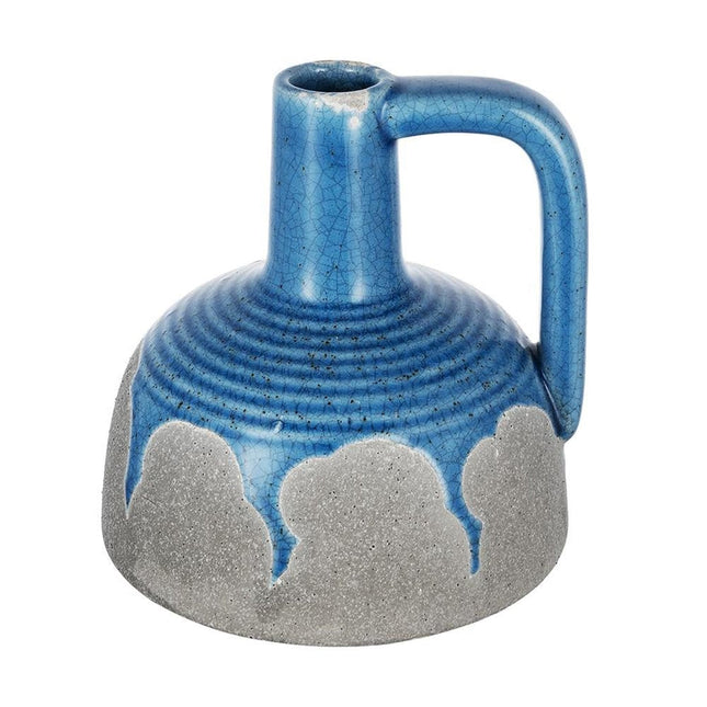 7" Blue And Gray Ceramic Urn Jug Vase HomeRoots