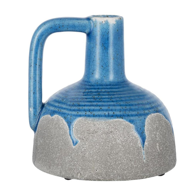 7" Blue And Gray Ceramic Urn Jug Vase HomeRoots