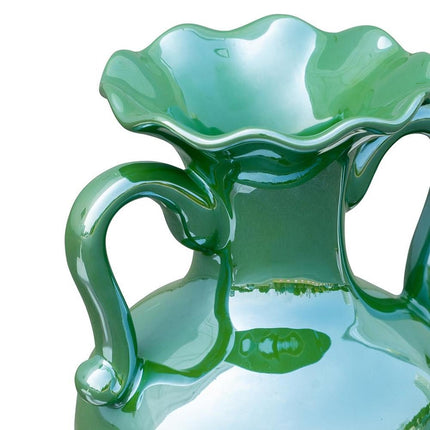 8" Hunter Green Ceramic Amphora Table Vase HomeRoots