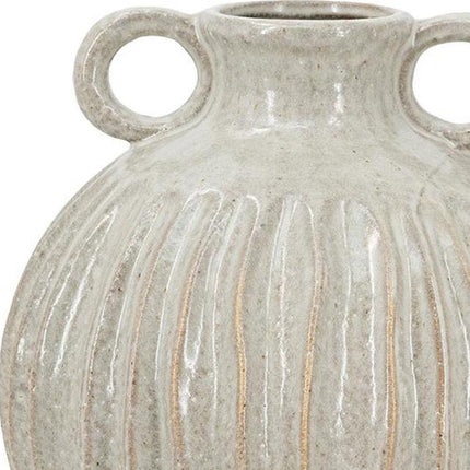 10" Sage And Gray Round With Handles Ceramic Table Vase HomeRoots