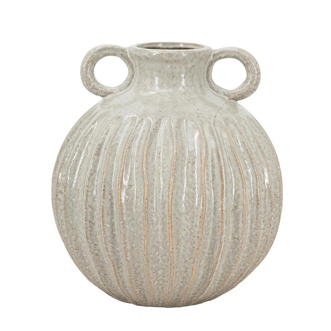 10" Sage And Gray Round With Handles Ceramic Table Vase HomeRoots