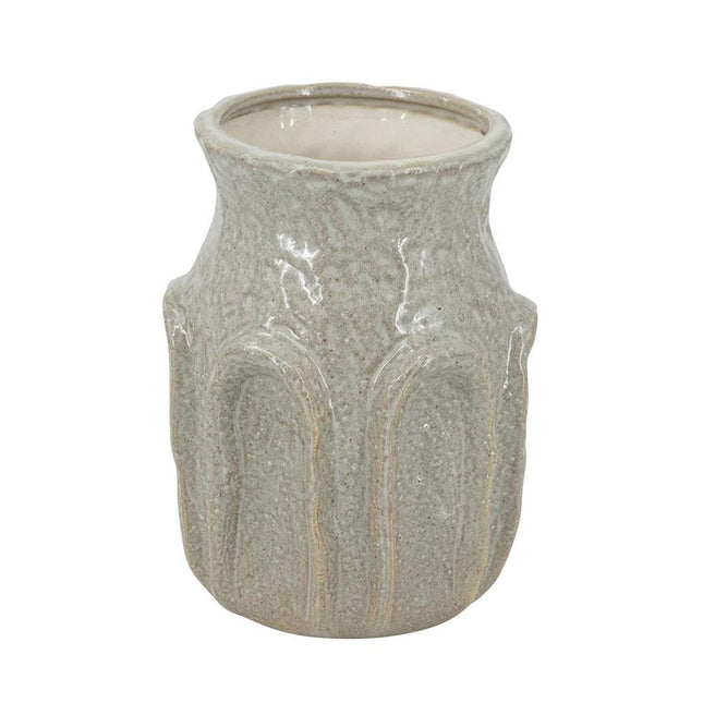 8" Sage And Gray Textural Ceramic Table Vase HomeRoots