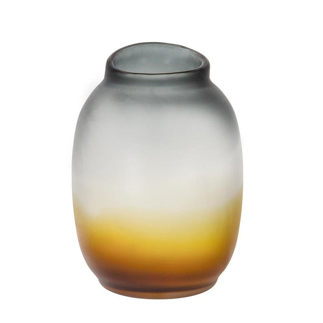 10" Charcoal And Orange Ombre Round Glass Table Vase HomeRoots