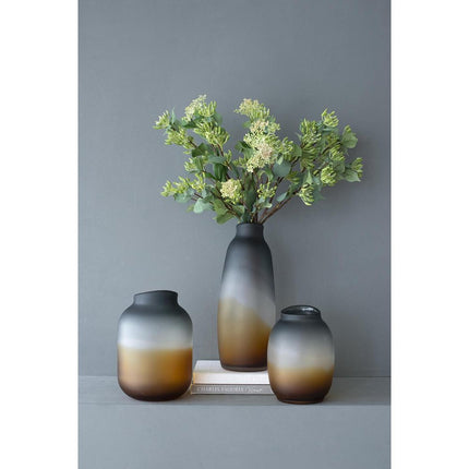 11" Charcoal And Orange Ombre Round Glass Table Vase HomeRoots