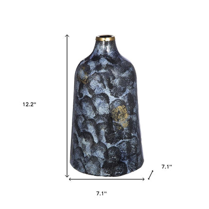 12" Blue And Gold Abstract Bud Glass Table Vase HomeRoots