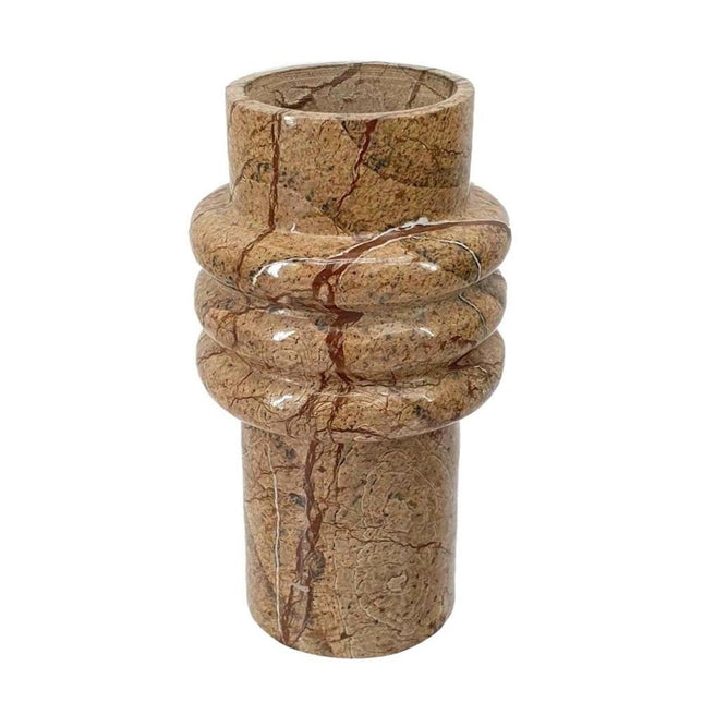 8" Brown Genuine Marble Ridged Table Vase HomeRoots
