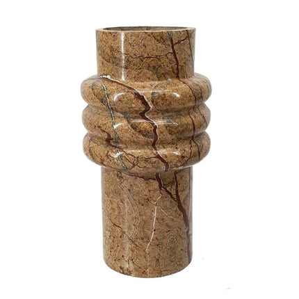 8" Brown Genuine Marble Ridged Table Vase HomeRoots
