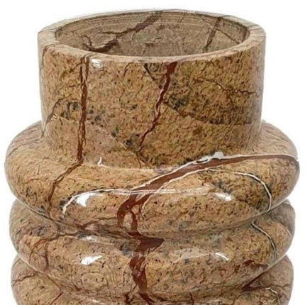 8" Brown Genuine Marble Ridged Table Vase HomeRoots