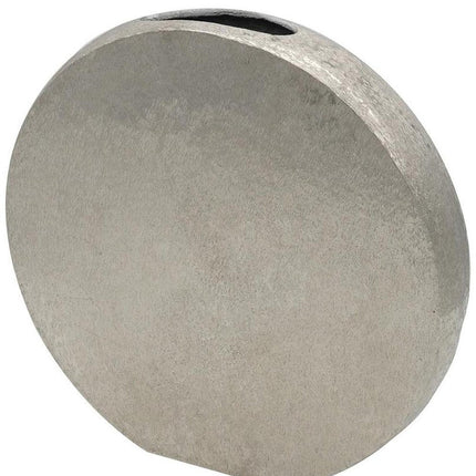15" Silver Aluminum Round Disc Table Vase HomeRoots