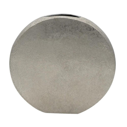 15" Silver Aluminum Round Disc Table Vase HomeRoots