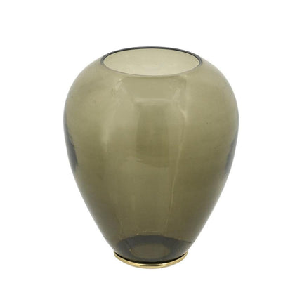 14" Dark Green And Gold Glass And Metal Round Ginger Jar HomeRoots