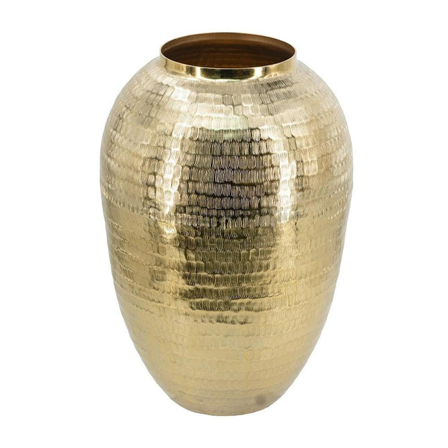 17" Gold Hammered Aluminum Urn Table Vase HomeRoots