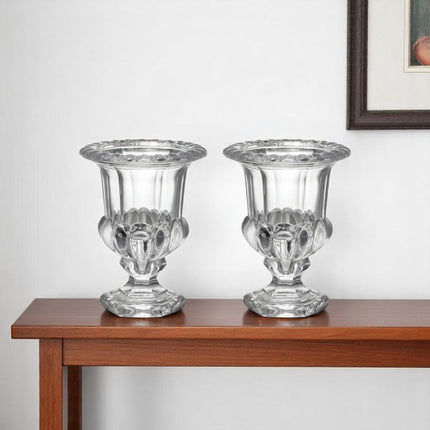 Set of Two Clear Glass Urn Table Vases HomeRoots