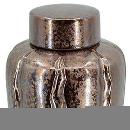 Set of Three Bronze And Silver Ceramic Urn Ginger Jars HomeRoots