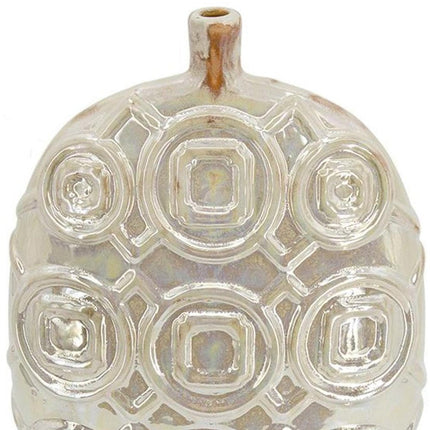 16" Cream Geometric Ceramic Bud Table Vase HomeRoots