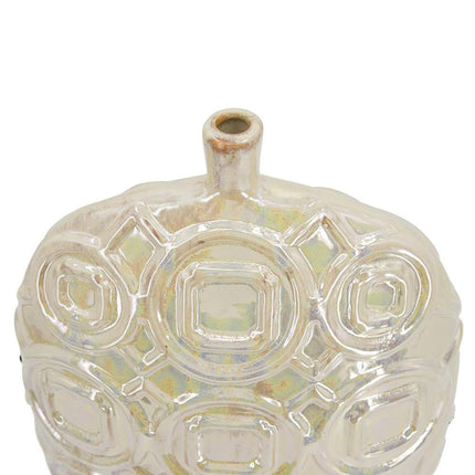 20" Cream Geometric Ceramic Bud Table Vase HomeRoots
