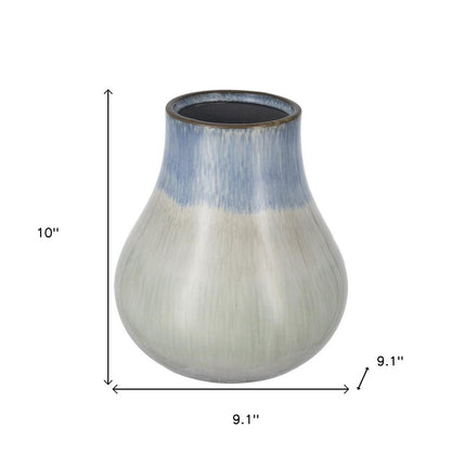 10" Blue And Gray Ombre Ceramic Round Table Vase