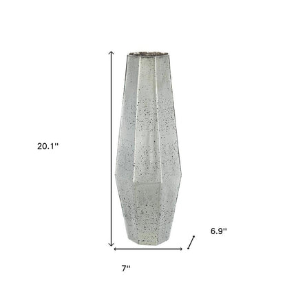 20" Antiqued Silver Glass Cylinder Table Vase HomeRoots