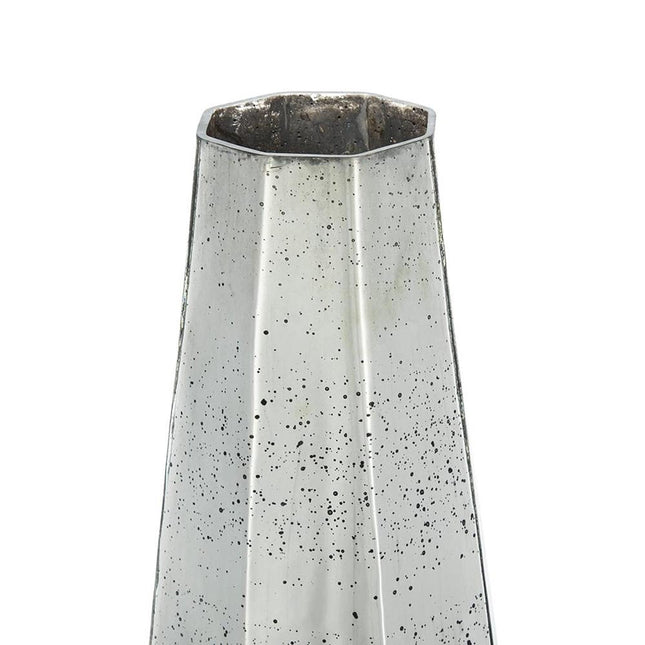 20" Antiqued Silver Glass Cylinder Table Vase HomeRoots