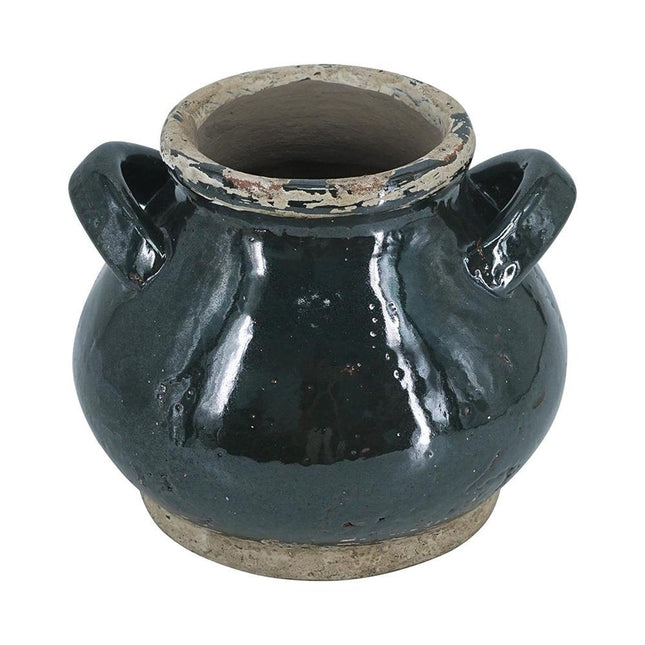 7" Dark Green And Sand Terracotta Round Jug Vase HomeRoots