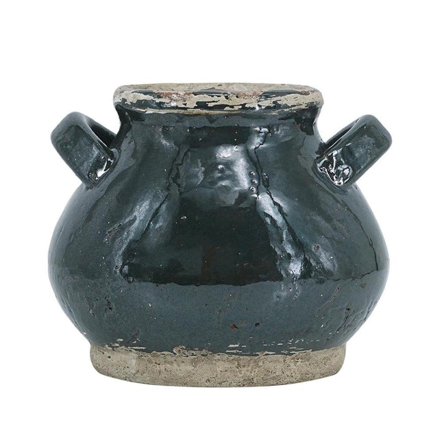 7" Dark Green And Sand Terracotta Round Jug Vase HomeRoots