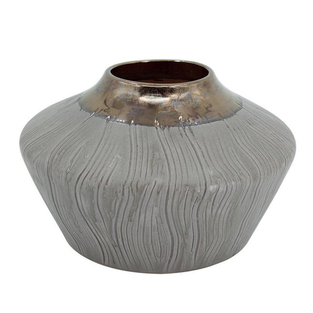 7" Bronze And Gray Ceramic Round Table Vase HomeRoots