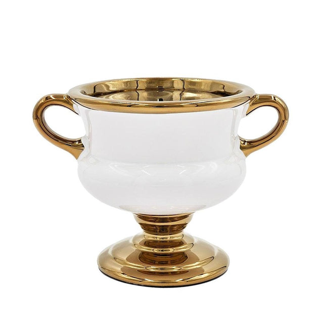 6" White And Gold Amphora Ceramic Table Vase HomeRoots